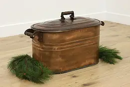 Farmhouse Antique Copper Wash Boiler Kindling Bin or Planter #57684