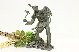 Comanche Warrior Statue Vintage Pewter Sculpture Jim Ponter #58265
