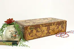 Folk Art Vintage Pyrography Jewelry Keepsake or Letter Box #58599