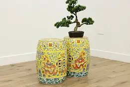 Pair of Chinese Vintage Familie Rose Ceramic Garden Seats #57649