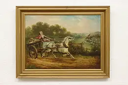 Runaway Wagon Antique Original Oil Painting Murray 27" #58241