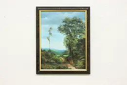 Afternoon Stroll Vintage Original Oil Painting M Garney 21" #58740