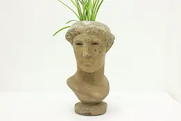 Classical Vintage Cement Head Bust Garden Planter #57584
