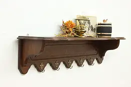 Dutch Antique Carved Oak Wall Display Shelf & Coat Rack #56694