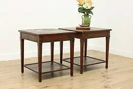 Pair of Rustic Teak Bromwich Side End Tables Theo Alexander #58536