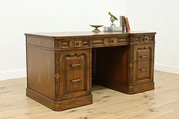 Romweber Vintage Viking Oak Office Library Executive Desk #57520