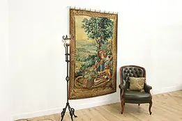 French Antique Handwoven Wool Fall Harvest Wall Tapestry 84" #53813