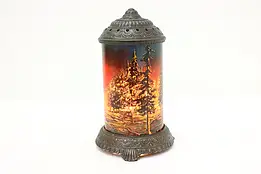 Forest Fire Vintage Glass & Iron Motion Table Lamp, Scene #58727