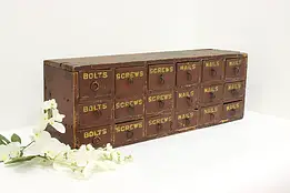 Farmhouse Antique 18 Drawer Tabletop Carpenter File Cabinet #58452