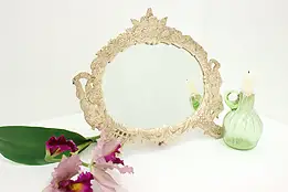 Victorian Antique Bronze Finish Iron Tabletop Mirror Cherubs #58274