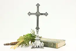 Italian Vintage Silver Metal Cross Crucifix 13.5" Souvenir #58624