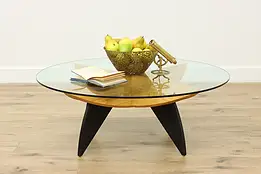 Midcentury Modern Design Glass Top Coffee Table Signed 2008 #58455
