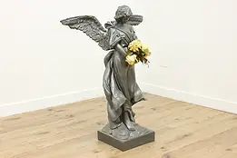 Pewter Finish Vintage Garden Angel Statue 46" #58739