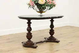 Black Marble Top Vintage Carved Coffee Table #58746