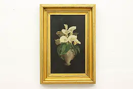 Victorian Calla Lilies Antique Original Oil Painting 26" #58883