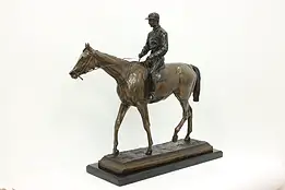 French Bronze Antique Jockey & Horse Sculpture, Bonheur 31" #59050