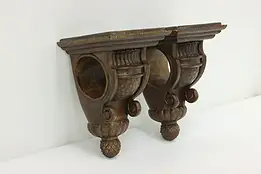 Pair of Traditional Vintage Grained Wall Bracket Shelves #58477