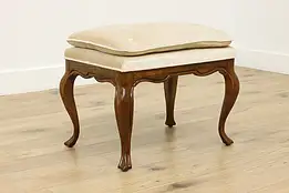 Country French Vintage Upholstered Ash Footstool, Drexel #59077