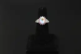 Sterling Silver Iridescent Oval Cocktail Ring Size 7, STS #59088