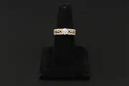 925 Silver Two-Tone Filigree Round Stone Pavé Ring STS #59089