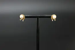 14K Gold Vintage Freshwater Pearl & Diamond Earrings #58690