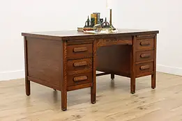 Schoolhouse Antique Oak Teacher Office or Library Desk #58541