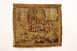 Renaissance Pastoral Scene Antique Woven 1700s Tapestry 58" #49032