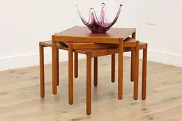 Set 3 Midcentury Modern Vintage Teak Coffee End Tables Trioh #58447