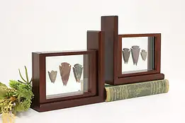 Pair of Vintage Shadowbox Bookends Arrowheads #58842
