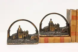 Pair of Coppery Antique Carmel CA Mission Church Bookends #58825