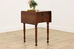 Sheraton 1840s Antique Cherry Drop Leaf Nightstand End Table #59074