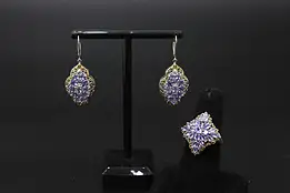 Sterling Silver Lavender CZ Earring & 9.5 Ring Set, STS #58089