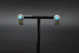 Pair of Sterling Silver Turquoise & CZ Gem Earrings STS #58203