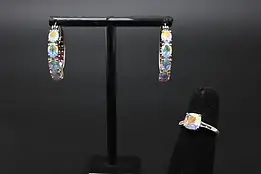 D'Joy Sterling Silver CZ Gems Earrings & Size 7 Ring Set #58054
