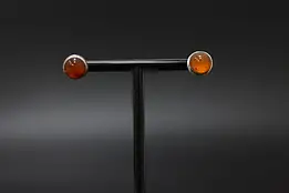 Sterling Silver & Amber Stone Stud Earrings #58514
