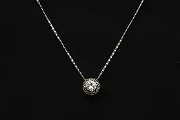 Marcasite & CZ Gemstone Pendent Sterling Silver 16" Necklace #58517