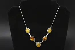 Sterling Silver & Amber Stones 17" Necklace #58537
