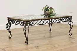 Mosaic Marble & Wrought Iron Vintage Coffee Table  #59182