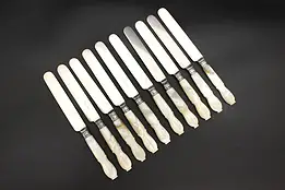Set 10 Victorian Antique Mother of Pearl Silverplate Knives #52530