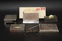 Midcentury Modern Vintage Silverplate 5 Pc Desk Set, Delli #58123