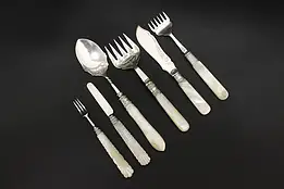 Set 6 Antique Victorian Silverplate & Pearl Serving Utensils #59304