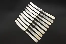 Set of 9 Antique Sterling & Pearl Cheese Knives Cowell #59305