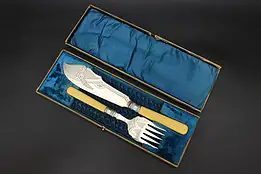 Victorian Antique Silverplate Fish Serving Set & Case #57703