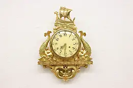 Scandinavian Vintage Gilt Cartouche Clock Sea Monsters, Ship #53503