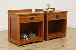 Pair of Arts & Crafts Vintage Craftsman Cherry Nightstands #59223