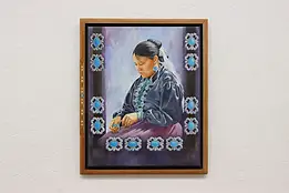 Turquoise Jewelry Vintage Original Oil Painting Beagle 22.5" #59256