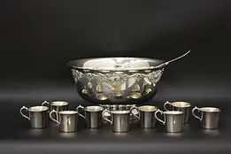 Wallace Vintage Silverplate Punch Set, Bowl Ladle 12 Cups #57186