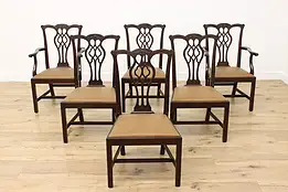 Set 6 Stickley Georgian Mahogany & Leather Dining Chairs #50225