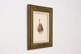 Native Indian Portrait Original Watercolor Painting Hill 18" #58725