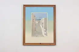 Taos Pueblo Vintage Original Watercolor Painting Harrill 41" #58990